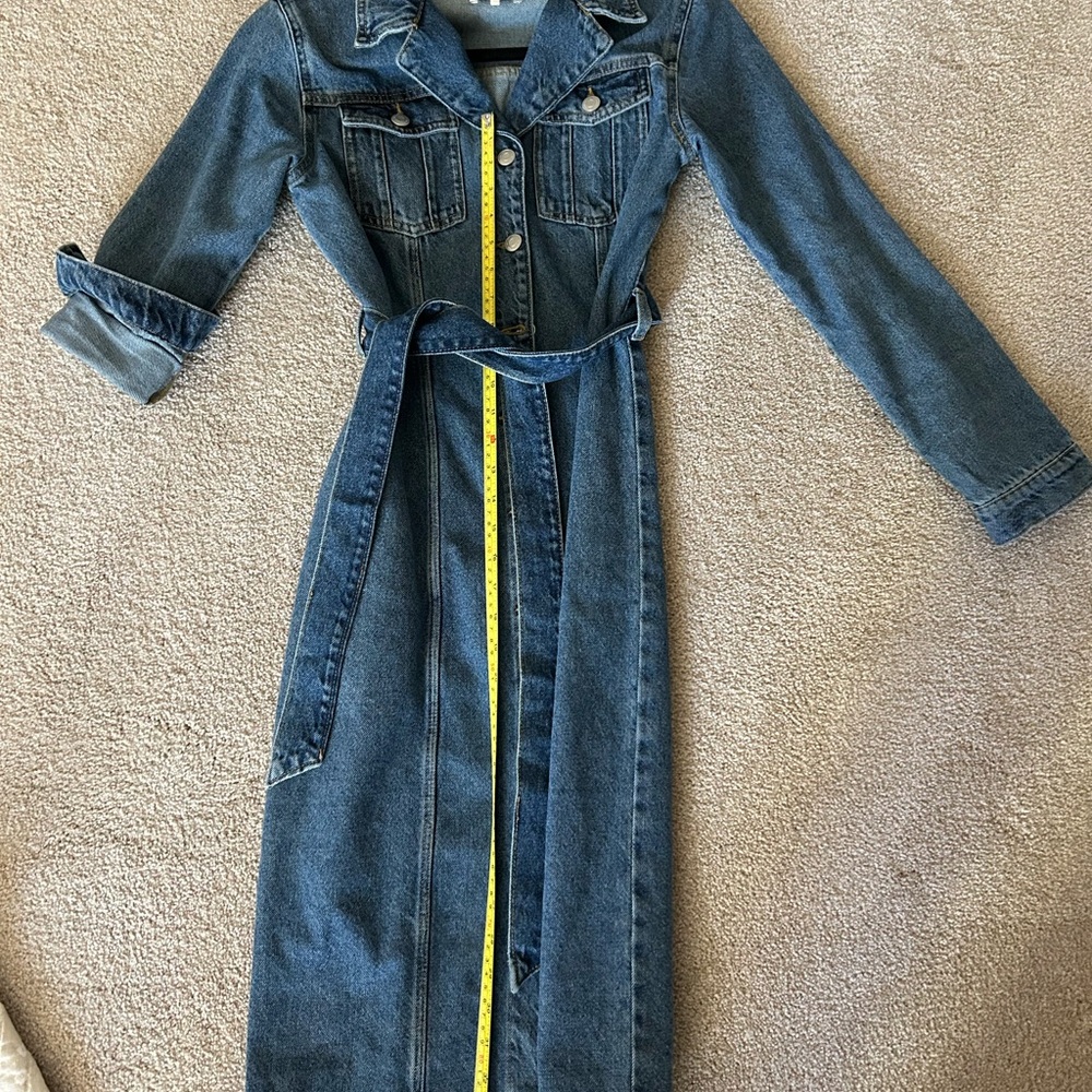 Zara Blue Denim Belted Maxi Dress - Picture 3 of 3